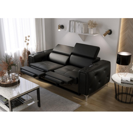 Sofa ORION II , relax 190 cm přírodní kůže - černá kůže