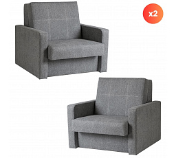 Sada 2x Křeslo na spaní pro jednu osobu MILAN 1 Šedé
