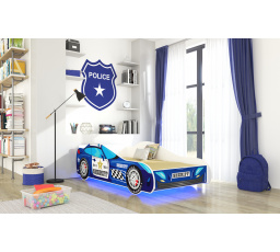 Postel s matrací a LED osvětlením SHERIFF 140x70 Modrá