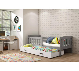 Dětská postel KUBUS s přistýlkou 90x200 cm, bez matrací, Grafit/Bílá
