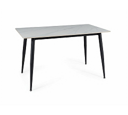 Jídelní stůl RION 130, efekt bílého mramoru/Černý mat