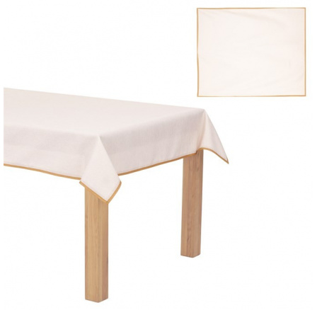 Ubrus vánoční - zlaté okraje, krémový, 100% polyester, 130 x160 cm