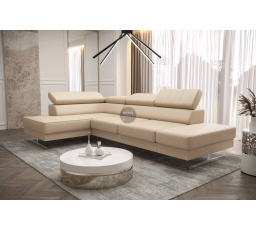 Rohová sedací souprava EMPORIO MINI 300x180 přírodní kůže - levá, Béžová kůže