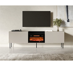 TV komoda KANTON s elektrickým krbem, kašmír / černá