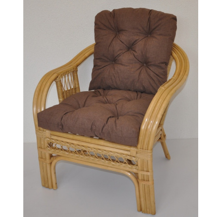Ratanové křeslo Rio De Janeiro medové - polstr hnědý melír Ratanové křeslo Rio De Janeiro medové - polstr hnědý melír