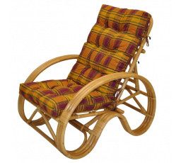 Ratanové křeslo polohovací medové polstr okrová kostka