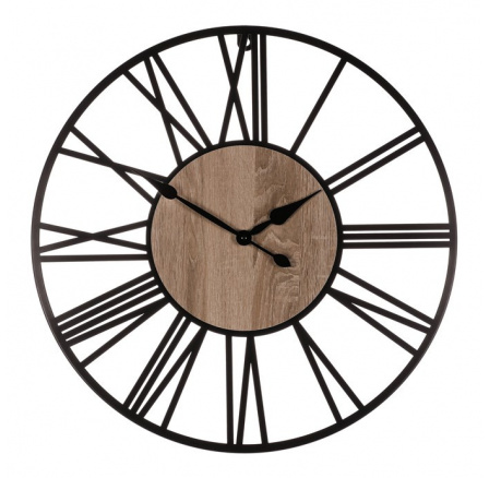 Hodiny nástěnné - velké římské číslice, kovové, černé, 60 cm Hodiny nástěnné - velké římské číslice, kovové, černé, 60 cm
