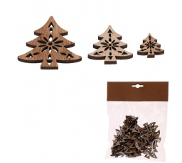 Stromečky - dřevo, mix 3 vel., přírodní b., cena za balení (18 ks)