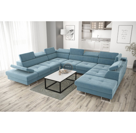 Rohová sedací souprava GALAXY MAX I s funkcí spaní 280x350x225 - modrá, levá Rohová sedací souprava GALAXY MAX I s funkcí spaní 280x350x225 - modrá, levá