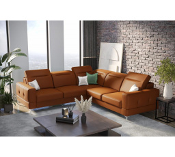 Rohová sedací souprava MALIBU MAX 250x250 přírodní kůže - pravá, Oranžová kůže