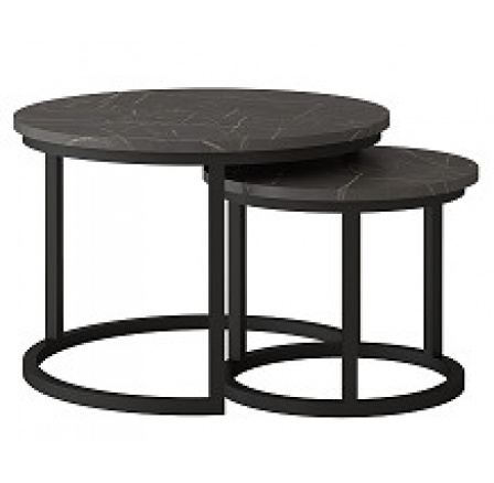 TRENTO - Konferenční stolek sada 2kusy - lamino MRAMOR/ noha kov ČERNÝ (Toronto stolik kawowy=2balíky)(IZ) (K150)