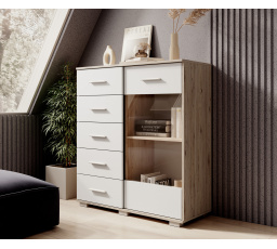Komoda 1D5SZ ATUN Bordeaux dub+bílá