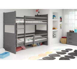 Dětská patrová postel RICO 80x190 cm, včetně matrací, Grafit/Grafit