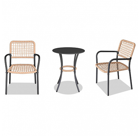 Balkónový set, kov, polyratan, béžová, AZ-L1103 NAT