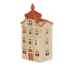 Domeček keramický - městský, na čajovou svíčku, zelený