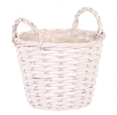 Košík proutěný - obal na květiny, kulatý, bílý Košík proutěný - obal na květiny, kulatý, bílý