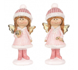 Dívka - polyresin, růžový obleček a čepka, mix 2 druhů, cena za 1 ks