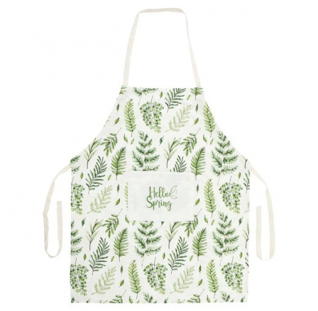 Zástěra - mix zelených listů, 100% bavlna, 70 x 85 cm