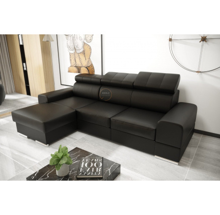 Rohová sedací souprava ROYAL MINI 260×160 přírodní kůže - černá kůže , levá Rohová sedací souprava ROYAL MINI 260×160 přírodní kůže - černá kůže , levá