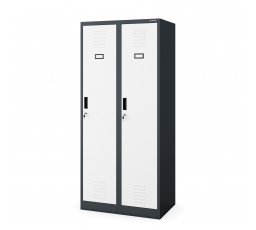 Kovová šatní skříň antracitovo-bílá: čtyřkomorová KACPER, 800 x 1800 x 500 mm