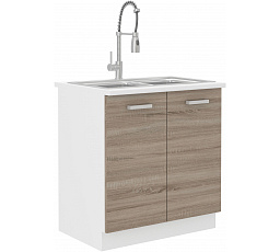 Dolní skříňka DAVIS - 80 ZL 2F ZB, Bílá/Dub Sonoma Trufla