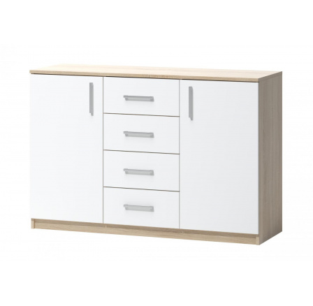 Komoda Fatra 03 2d4s dub sonoma/bílá