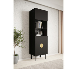 Vitrína PALAZZO, matná černá/dub craft