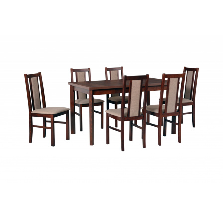 MILENIUM 2 - jídelní set stůl+6 židlí (Modena 1P+Bos 14 ) ořech/látka 5 hnědá - kolekce "DRE" (DM) (K150)