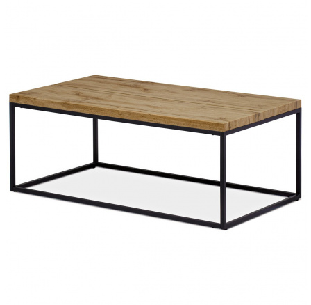 Stůl konferenční, 110x60x45 cm, deska MDF, 3D dekor divoký dub, kov - černý mat