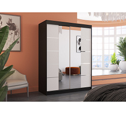 Posuvná skříň se zrcadlem NORDIC 150 Černá+Bílá