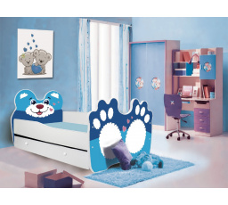 Postel s matrací a šuplíkem BEAR BLUE 140x70 Modrá