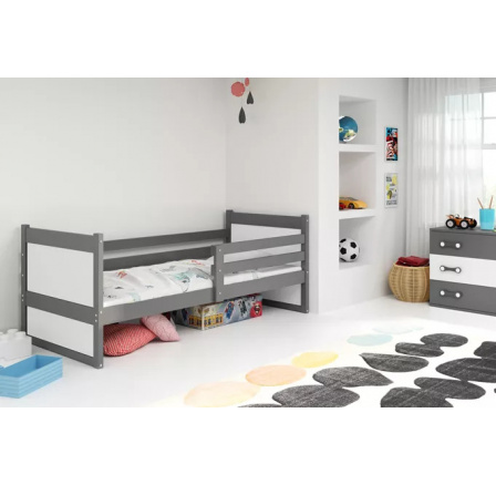 Dětská postel RICO 80x190 cm, bez matrace, Grafit/Bílá