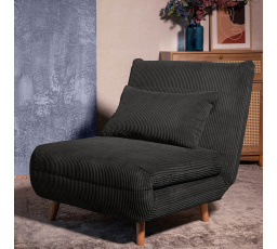 Sofa SOLACE 1-místná, s funkcí spaní manšestr černá 83x91x84 cm 871622