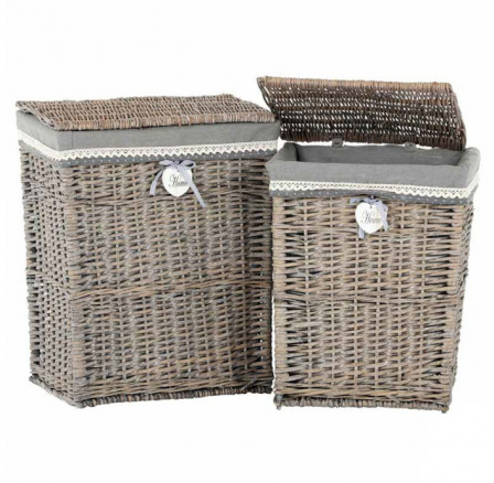 Koš prádelní - proutěný s víkem, šedý, cena za sadu 2 ks Koš prádelní - proutěný s víkem, šedý, cena za sadu 2 ks