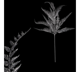 Kapradí - umělá větev, stříbrná se třpytkami