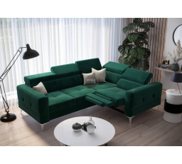 Rohová sedací souprava TOSCANIA , relax s funkcí spaní 185x250 - zelená , pravá