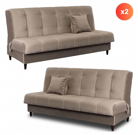 Sada 2x Rozkládací Pohovka LIMA Béžová