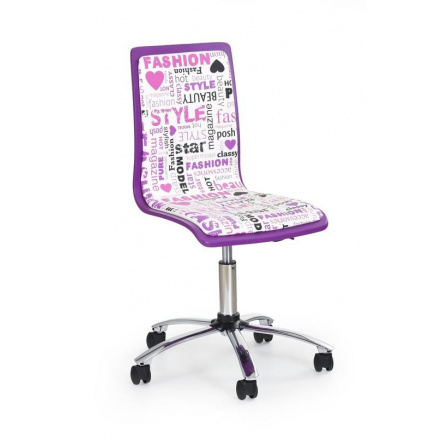 Dětská židle FUN-7/fialová s nápisy fashion,style