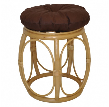 Ratanová taburetka široká medová polstr hnědý kepr