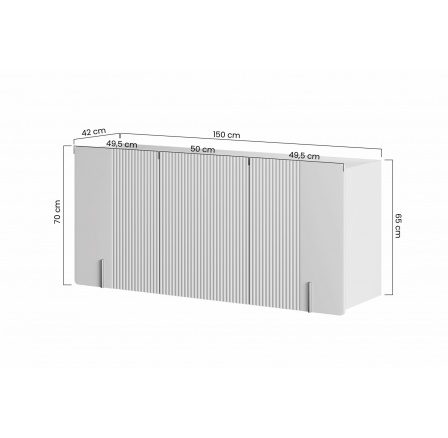 Závěsná komoda Malmi 150 cm - kašmír / crema bianca / zlatá
