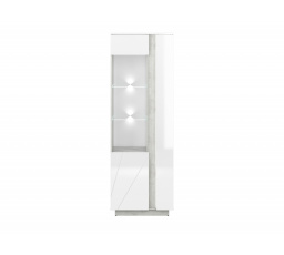 Vitrína LUMENS 03, Pravý beton stříbrný/bílý lesk 