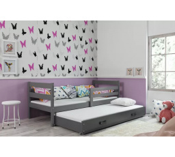 Dětská postel ERYK s přistýlkou 90x200 cm, včetně matrací, Grafit/Grafit