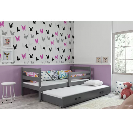 Dětská postel ERYK s přistýlkou 90x200 cm, včetně matrací, Grafit/Grafit