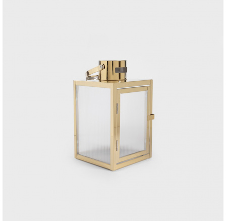Lucerna TONDO zlatá s pruhovaným sklem 14x14x25 cm 705106