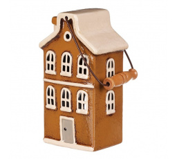 Domeček keramický - na čajovou svíčku, světle hnědý