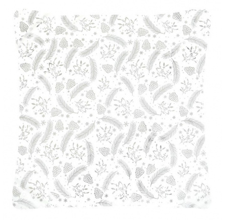Polštář sametový s výplní - stříbrný vánoční vzor, 100% polyester, 45 x 45 cm