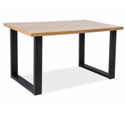 Jídelní stůl UMBERTO, masiv, dub/černá 150x90 cm