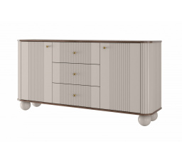 Komoda se zásuvkami Vesper 160 cm - kašmír / ořech / zlaté úchyty / kulaté nohy