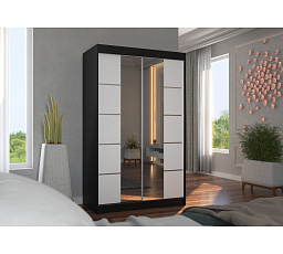 Posuvná skříň se zrcadlem GENUA 120 Černá+Bílá