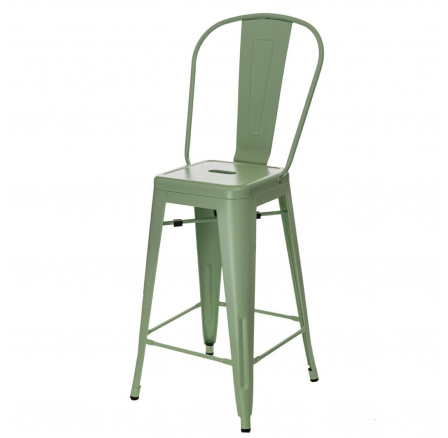 Barová židle Paris Back 66 cm zelená inspirovaná Tolix